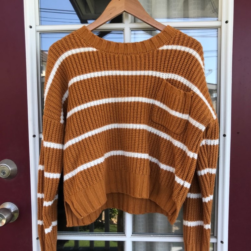 Caramel and White Striped Sweater